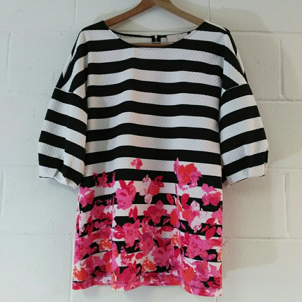 Anthropologie Postmark Striped Foral Top
